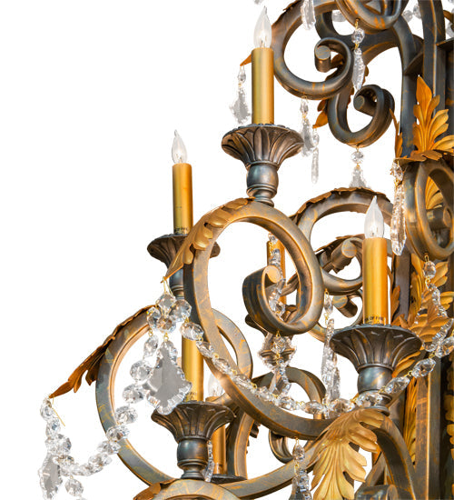 Meyda Lighting Serratina 78" 32-Light French Bronze Chandelier With Gold Faux Candlelight