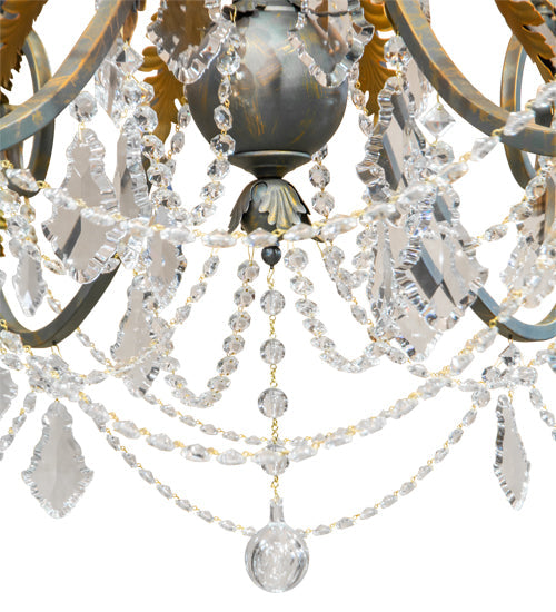 Meyda Lighting Serratina 78" 32-Light French Bronze Chandelier With Gold Faux Candlelight