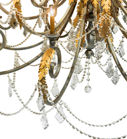 Meyda Lighting Serratina 78" 32-Light French Bronze Chandelier With Gold Faux Candlelight