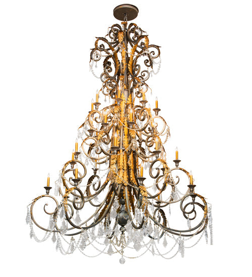 Meyda Lighting Serratina 78" 32-Light French Bronze Chandelier With Gold Faux Candlelight