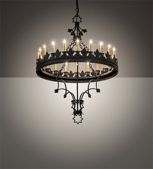 Meyda Lighting Seville 36" 20-Light Wrought Iron Chandelier With Ivory Faux Candlelight