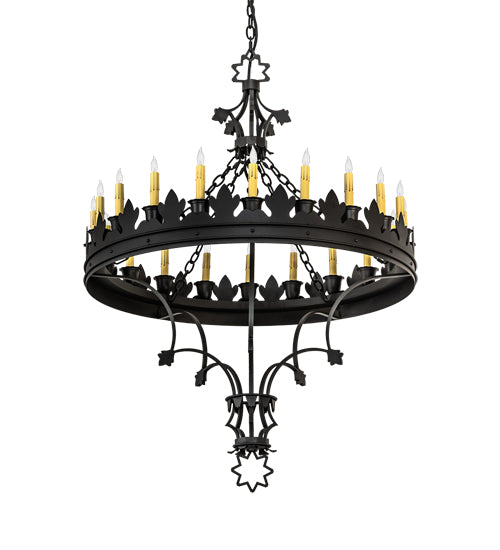 Meyda Lighting Seville 36" 20-Light Wrought Iron Chandelier With Ivory Faux Candlelight