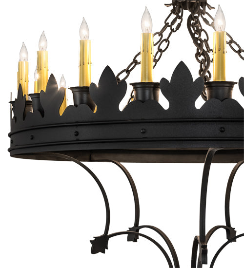 Meyda Lighting Seville 36" 20-Light Wrought Iron Chandelier With Ivory Faux Candlelight