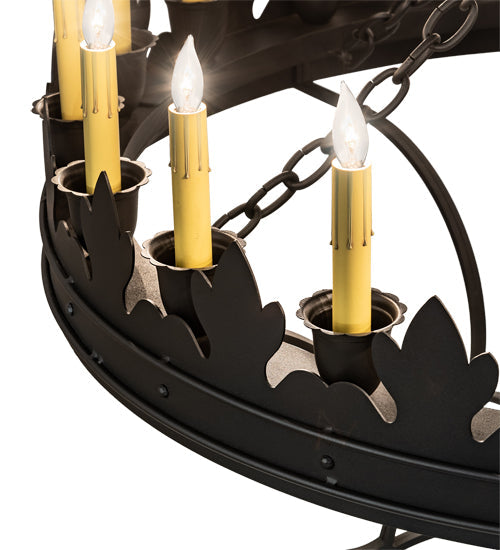Meyda Lighting Seville 36" 20-Light Wrought Iron Chandelier With Ivory Faux Candlelight