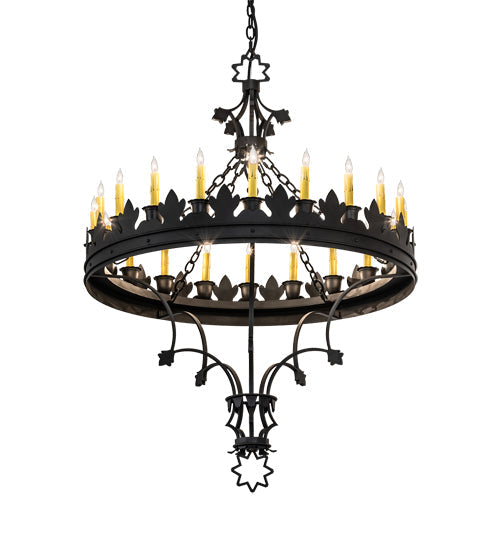 Meyda Lighting Seville 36" 20-Light Wrought Iron Chandelier With Ivory Faux Candlelight
