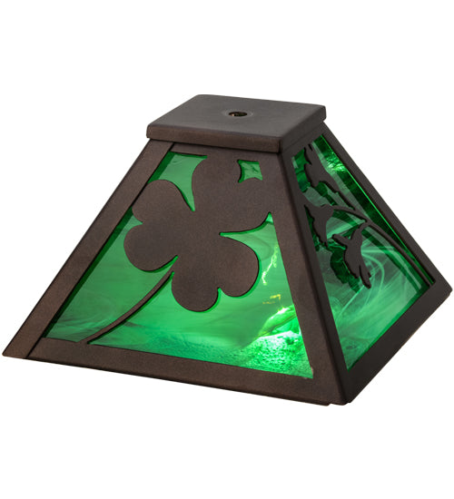 Meyda Lighting Shamrock 11" Mahogany Bronze Frame With Emerald Shade Glass