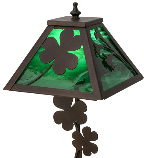 Meyda Lighting Shamrock 15" Mahogany Bronze Accent Table Lamp With Green Emerald Shade Glass