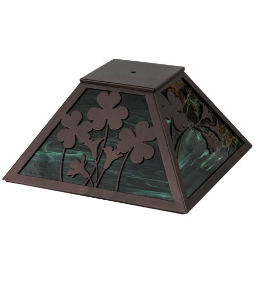 Meyda Lighting Shamrock 22" Mahogany Bronze Frame With Emerald Green Shade Glass