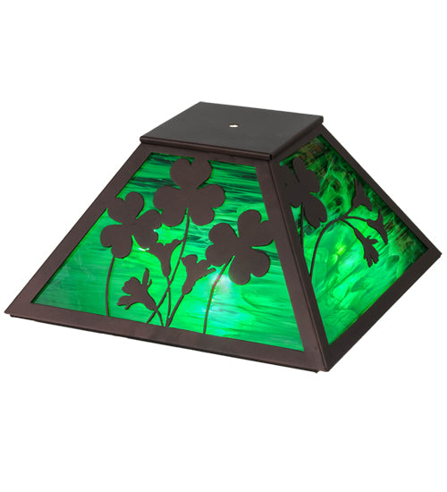 Meyda Lighting Shamrock 22" Mahogany Bronze Frame With Emerald Green Shade Glass