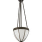 Meyda Lighting Shansky 15" 2-Light Craftsman Brown Inverted Pendant Light With White Art Shade Glass