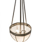 Meyda Lighting Shansky 15" 2-Light Craftsman Brown Inverted Pendant Light With White Art Shade Glass