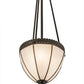Meyda Lighting Shansky 15" 2-Light Craftsman Brown Inverted Pendant Light With White Art Shade Glass