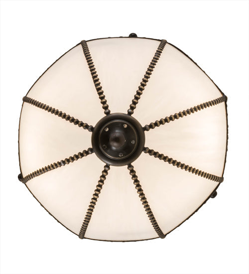Meyda Lighting Shansky 15" 2-Light Craftsman Brown Inverted Pendant Light With White Art Shade Glass