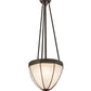 Meyda Lighting Shansky 15" 2-Light Craftsman Brown Inverted Pendant Light With White Art Shade Glass