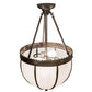 Meyda Lighting Shansky 16" 2-Light Craftsman Brown Semi-flush Mount Light With White Art Shade Glass