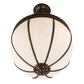 Meyda Lighting Shansky 16" 2-Light Craftsman Brown Semi-flush Mount Light With White Art Shade Glass