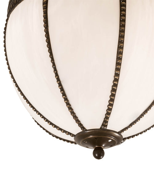 Meyda Lighting Shansky 16" 2-Light Craftsman Brown Semi-flush Mount Light With White Art Shade Glass