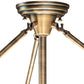 Meyda Lighting Shansky 30" 4-Light Antique Brass Semi-flush Mount Light With White Art Shade Glass