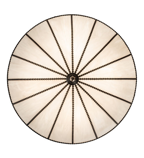 Meyda Lighting Shansky 30" 4-Light Antique Brass Semi-flush Mount Light With White Art Shade Glass