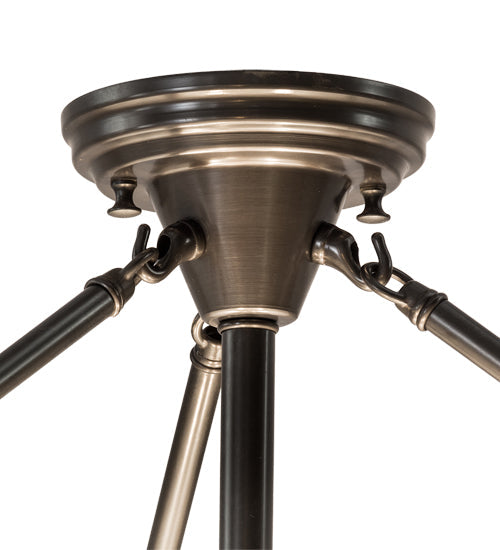 Meyda Lighting Shansky 31" 4-Light Craftsman Brown Semi-flush Mount Light With White Art Shade Glass