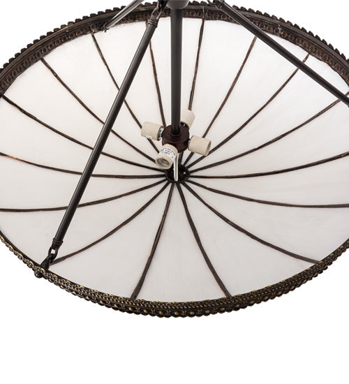 Meyda Lighting Shansky 31" 4-Light Craftsman Brown Semi-flush Mount Light With White Art Shade Glass
