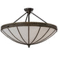 Meyda Lighting Shansky 31" 4-Light Craftsman Brown Semi-flush Mount Light With White Art Shade Glass