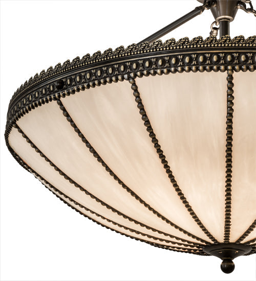 Meyda Lighting Shansky 31" 4-Light Craftsman Brown Semi-flush Mount Light With White Art Shade Glass