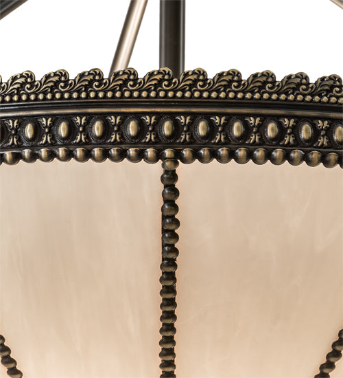 Meyda Lighting Shansky 31" 4-Light Craftsman Brown Semi-flush Mount Light With White Art Shade Glass