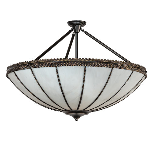 Meyda Lighting Shansky 37" 4-Light Craftsman Brown Semi-flush Mount Light With White Art Shade Glass