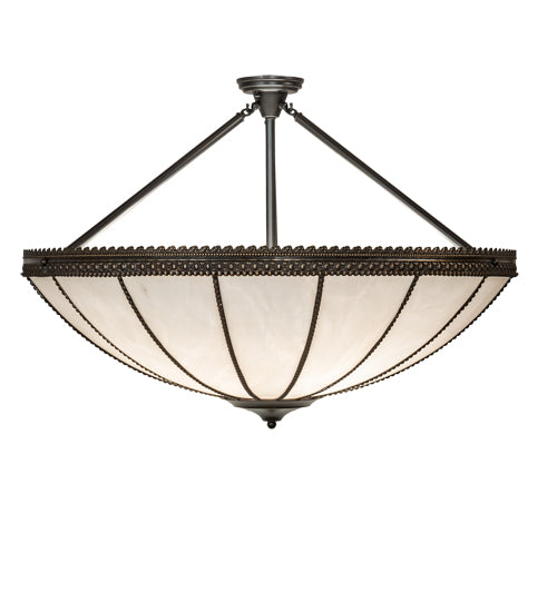 Meyda Lighting Shansky 37" 4-Light Craftsman Brown Semi-flush Mount Light With White Art Shade Glass