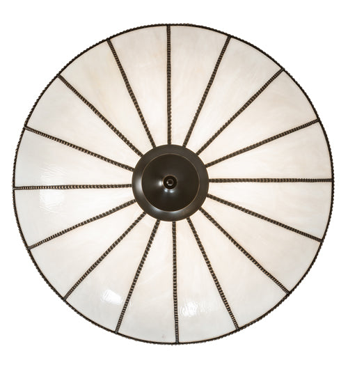 Meyda Lighting Shansky 37" 4-Light Craftsman Brown Semi-flush Mount Light With White Art Shade Glass