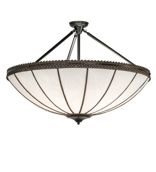 Meyda Lighting Shansky 37" 4-Light Craftsman Brown Semi-flush Mount Light With White Art Shade Glass