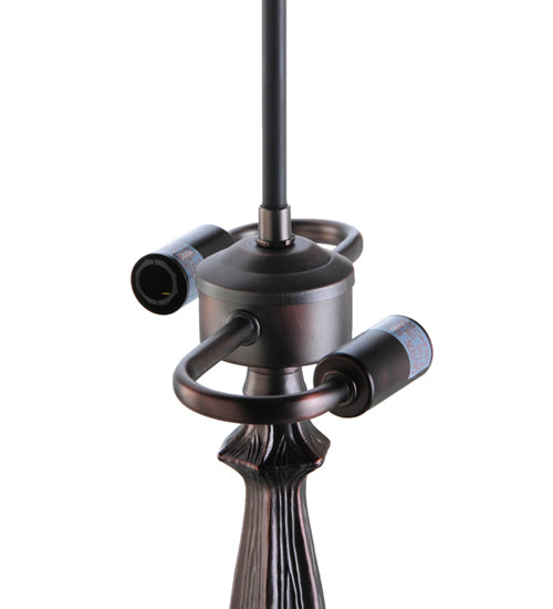 Meyda Lighting Shasta Trail 21" 3-Light Mahogany Bronze Table Lamp With Multi-Colored Shade Glass