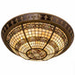 Meyda Lighting Shell and Ribbon 28" 4-Light Copper Vein & Gold Flush Mount Light With Multi-Colored Shade Glass