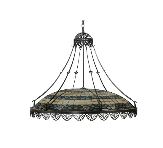 Meyda Lighting Shell and Ribbon 43" 8-Light Timeless Bronze Pendant Light With Stained Shade Glass