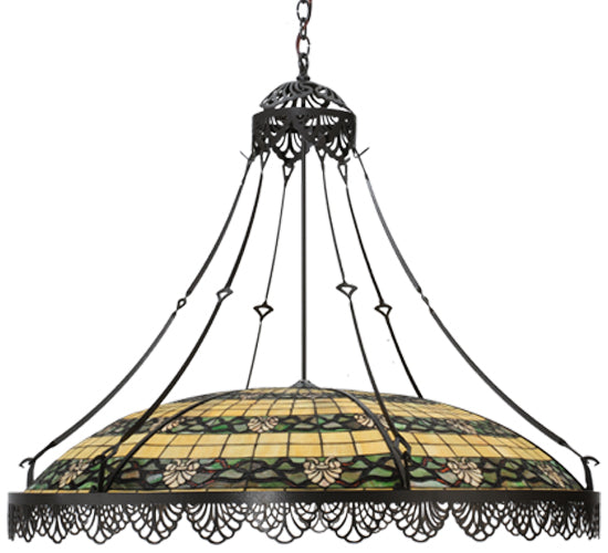 Meyda Lighting Shell and Ribbon 43" 8-Light Timeless Bronze Pendant Light With Stained Shade Glass