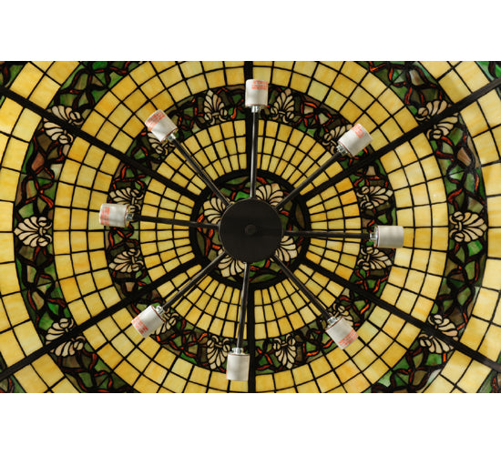 Meyda Lighting Shell and Ribbon 43" 8-Light Timeless Bronze Pendant Light With Stained Shade Glass