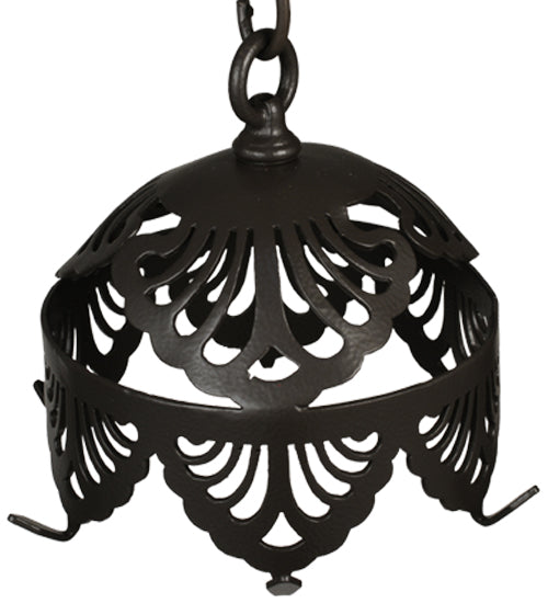 Meyda Lighting Shell and Ribbon 43" 8-Light Timeless Bronze Pendant Light With Stained Shade Glass