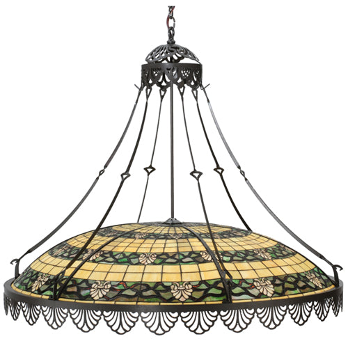 Meyda Lighting Shell and Ribbon 43" 8-Light Timeless Bronze Pendant Light With Stained Shade Glass