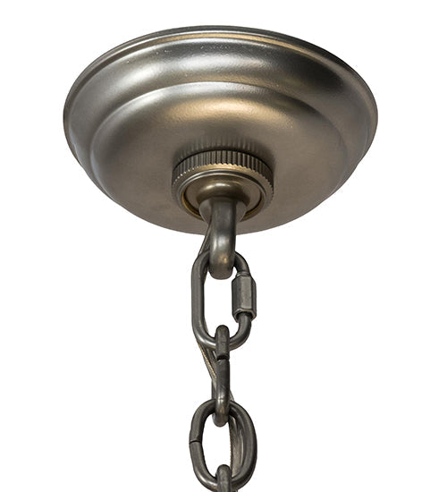 Meyda Lighting Shell and Ribbon 48" 8-Light Nickel Inverted Pendant Light With Multi-Colored Shade Glass