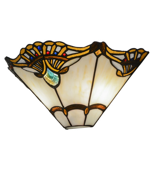 Meyda Lighting Shell with Jewels 15" 2-Light Wall Sconce With Multi-Colored Shade Glass