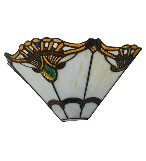 Meyda Lighting Shell with Jewels 15" 2-Light Wall Sconce With Multi-Colored Shade Glass