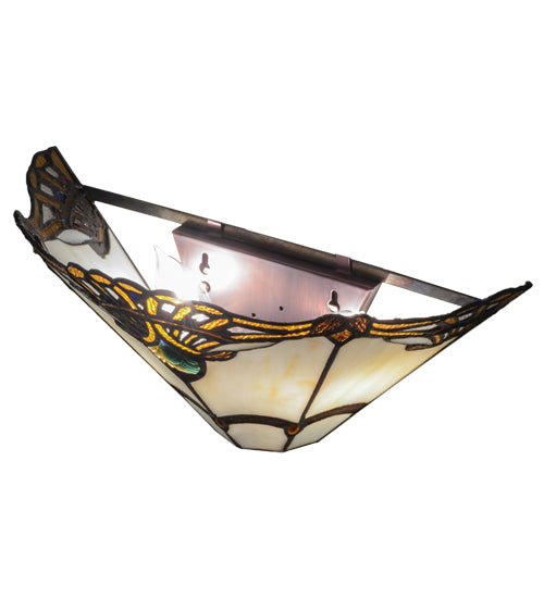 Meyda Lighting Shell with Jewels 15" 2-Light Wall Sconce With Multi-Colored Shade Glass