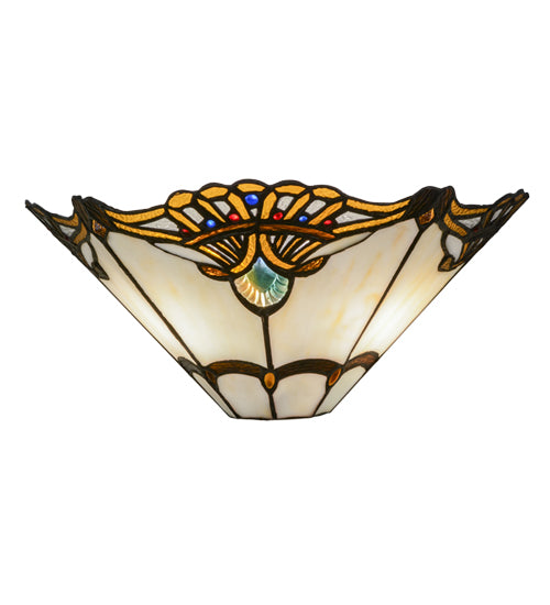 Meyda Lighting Shell with Jewels 15" 2-Light Wall Sconce With Multi-Colored Shade Glass