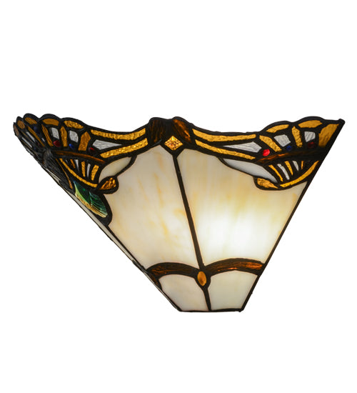 Meyda Lighting Shell with Jewels 15" 2-Light Wall Sconce With Multi-Colored Shade Glass
