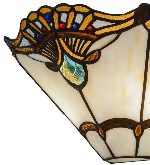 Meyda Lighting Shell with Jewels 15" 2-Light Wall Sconce With Multi-Colored Shade Glass