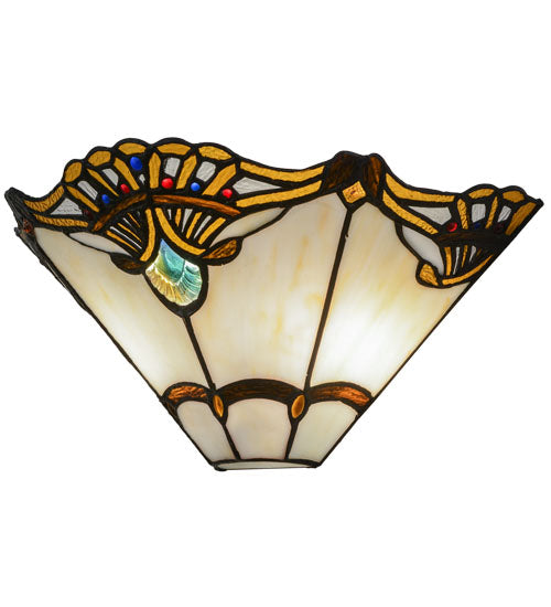 Meyda Lighting Shell with Jewels 15" 2-Light Wall Sconce With Multi-Colored Shade Glass