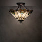 Meyda Lighting Shell with Jewels 16" 3-Light Mahogany Bronze Semi-flush Mount Light With Multi-Colored Shade Glass