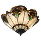 Meyda Lighting Shell with Jewels 16" 3-Light Mahogany Bronze Semi-flush Mount Light With Multi-Colored Shade Glass