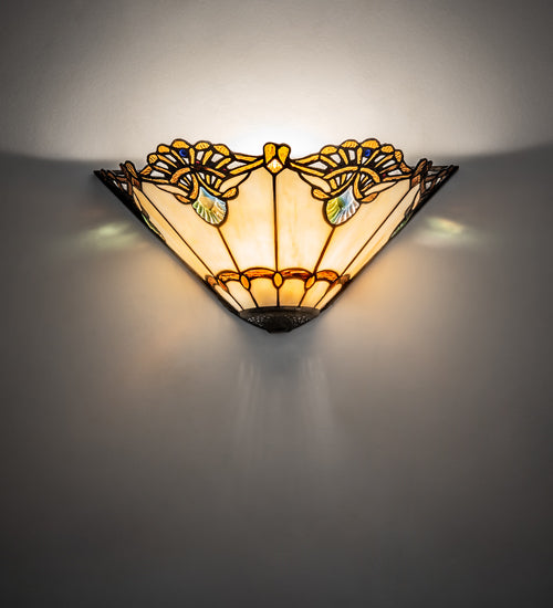 Meyda Lighting Shell with Jewels 16" Wall Sconce With Multi-Clored Shade Glass